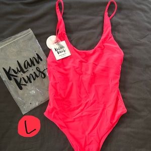 kulani kinis one piece swim red hot chilli neon